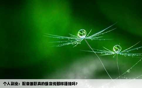 个人副业：配音兼职真的像宣传那样赚钱吗？