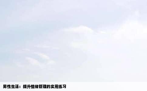 男性生活：提升情绪管理的实用练习
