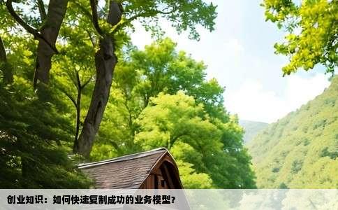 创业知识：如何快速复制成功的业务模型？