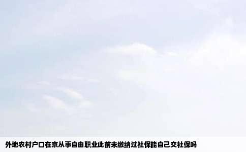 外地农村户口在京从事自由职业此前未缴纳过社保能自己交社保吗
