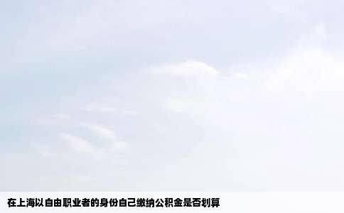 在上海以自由职业者的身份自己缴纳公积金是否划算