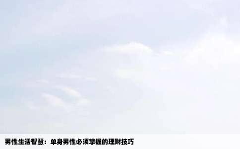 男性生活智慧：单身男性必须掌握的理财技巧