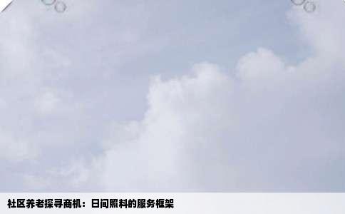 社区养老探寻商机：日间照料的服务框架