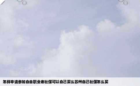 怎样申请参加自由职业者社保可以自己买么苏州自己社保怎么买
