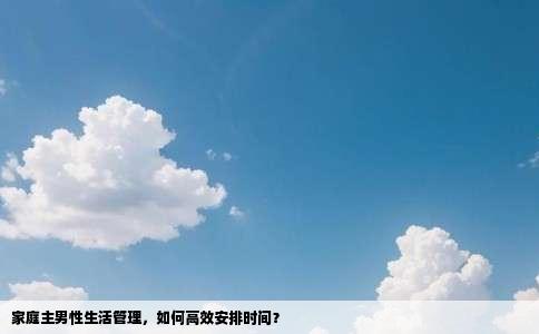 家庭主男性生活管理，如何高效安排时间？
