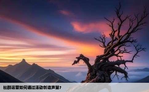 社群运营如何通过活动创造声量？