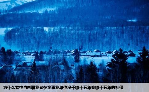 为什么女性自由职业者在企事业单位没干够十五年交够十五年的社保