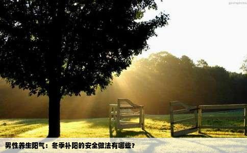 男性养生阳气:冬季补阳的安全做法有哪些?