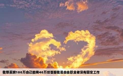 我想买房100万自己能掏40万给首期我是自由职业者没有固定工作