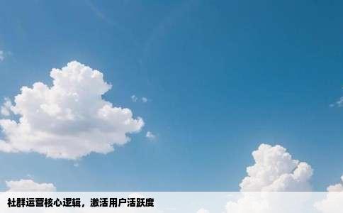 社群运营核心逻辑，激活用户活跃度