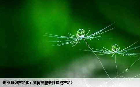 创业知识产品化：如何把服务打造成产品？