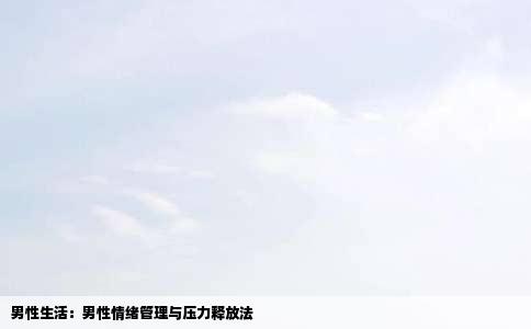男性生活：男性情绪管理与压力释放法