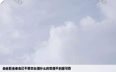 自由职业者自己不想交社保什么的觉得不划算可否