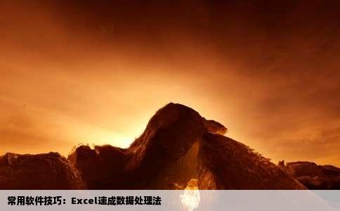常用软件技巧：Excel速成数据处理法