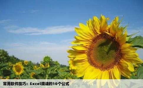 常用软件技巧：Excel提速的10个公式