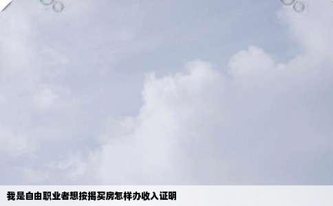我是自由职业者想按揭买房怎样办收入证明