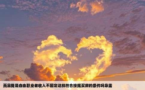 而且我是自由职业者收入不固定这样符合按揭买房的条件吗急需