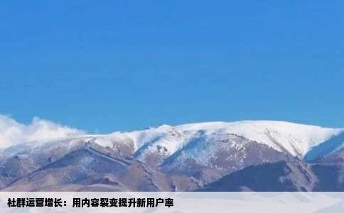 社群运营增长：用内容裂变提升新用户率