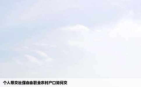 个人想交社保自由职业农村户口如何交