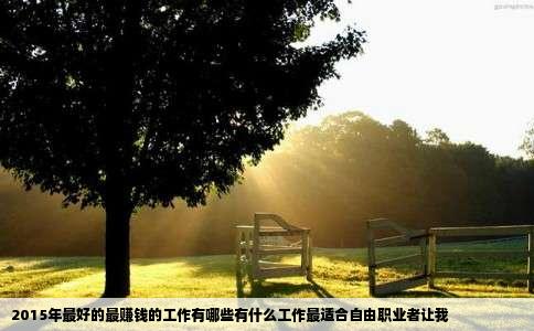 2015年最好的最赚钱的工作有哪些有什么工作最适合自由职业者让我