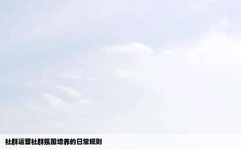 社群运营社群氛围培养的日常规则