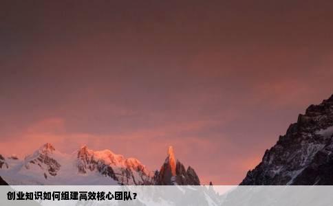 创业知识如何组建高效核心团队？