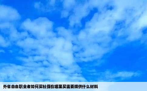 外省自由职业者如何买社保在哪里买需要提供什么材料