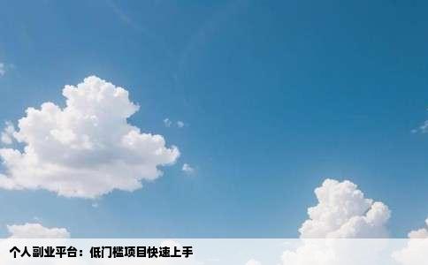 个人副业平台：低门槛项目快速上手