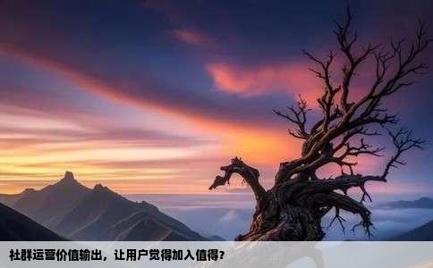 社群运营价值输出，让用户觉得加入值得？