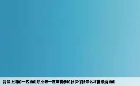 我是上海的一名自由职业者一直没有参加社保保险怎么才能缴纳自由