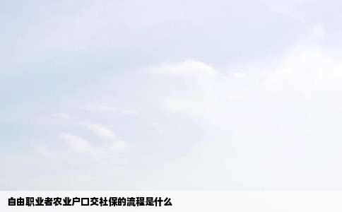 自由职业者农业户口交社保的流程是什么