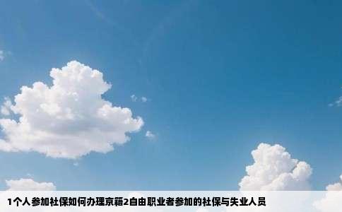 1个人参加社保如何办理京籍2自由职业者参加的社保与失业人员